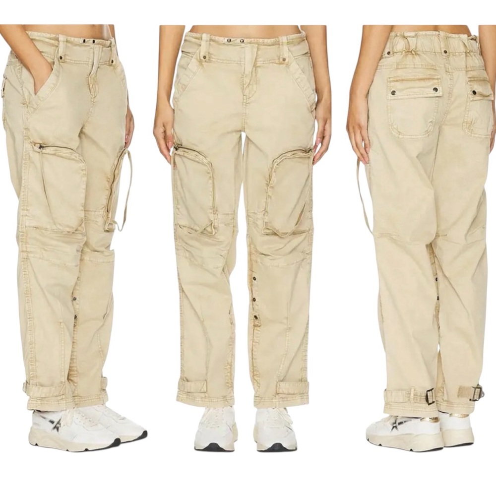 We The Free People Can't Compare Slouch Pant Cargo Small NWT Beige Tan Boho
